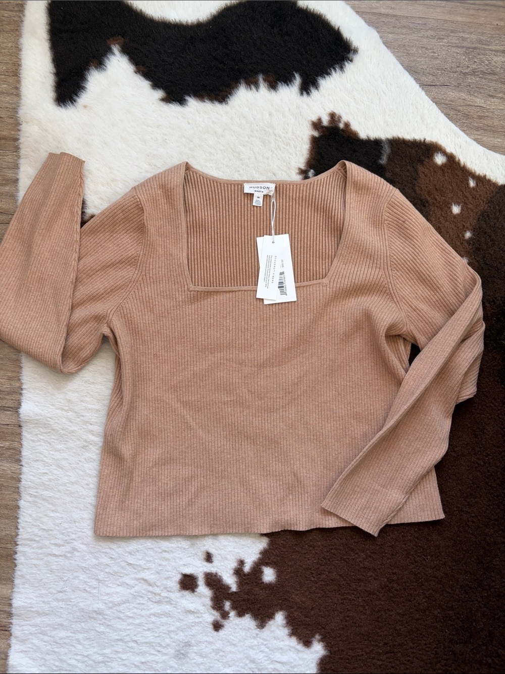 Hudson North Ribbed Square-Neck Tank - Camel Taupe